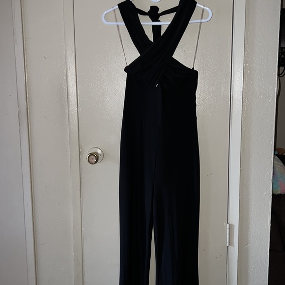 Bebe Tie Front Halter Black Jumpsuit 🌹🌹 - Picture 3 of 16